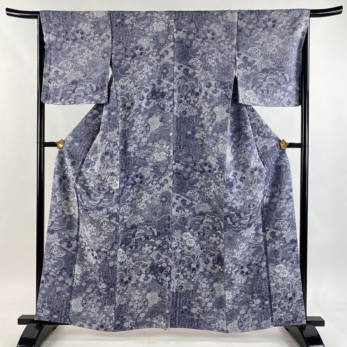 名古屋帯 名品 山岡古都 落款あり 関西仕立て 草花 鳥 縮緬 赤茶 正絹