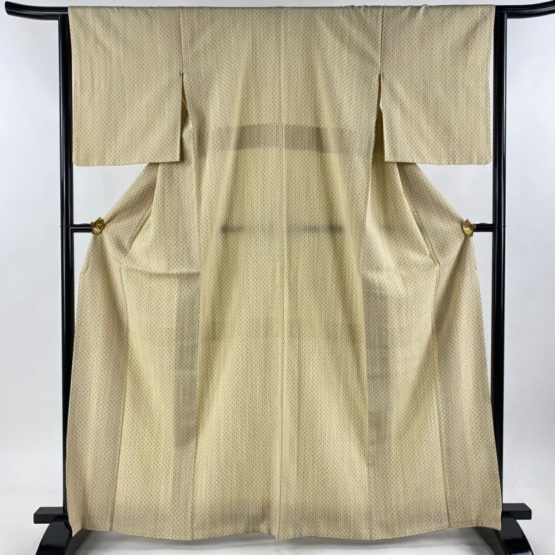 お召 身丈167.5cm 裄丈64cm M 単衣 本塩沢 証紙 亀甲絣 朱色
