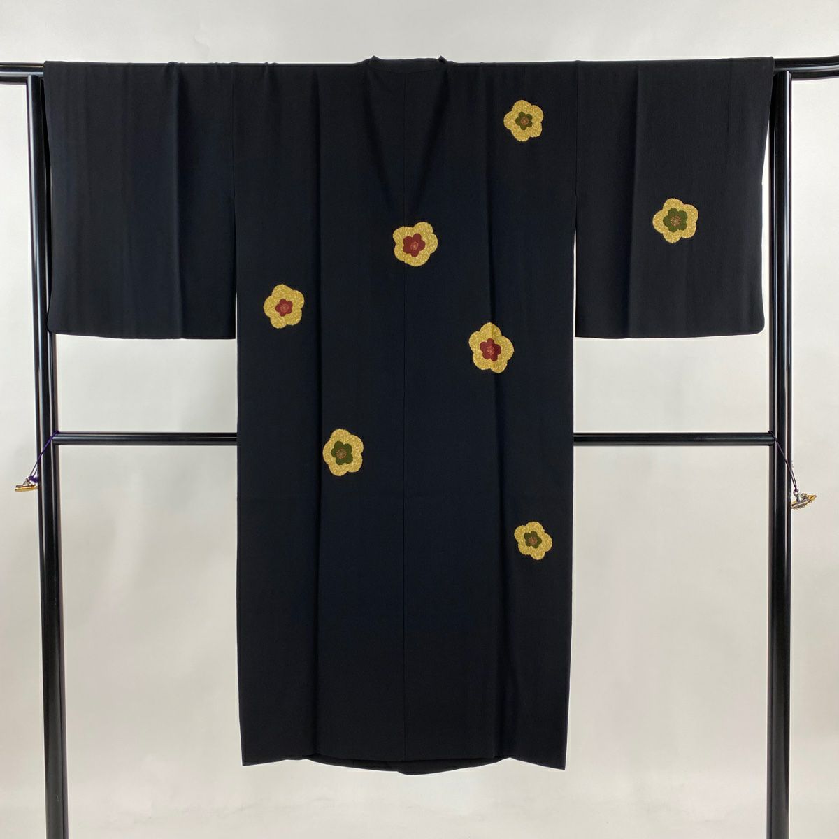 道行 身丈95cm 裄丈67cm M 和装コート 角衿 地紋 茶色 正絹 美品 名品  
