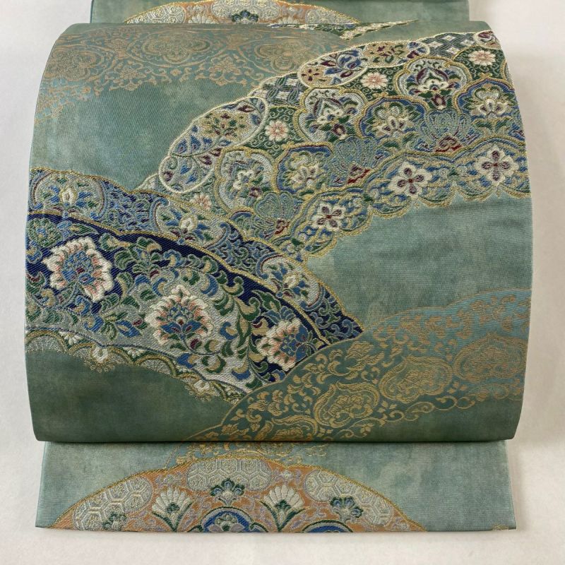 袋帯 美品 秀品 草花 金銀糸 箔 灰紫 六通 正絹｜中古・古着
