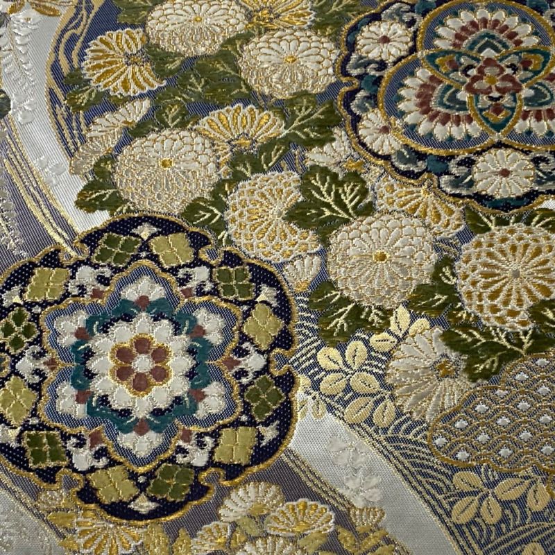 袋帯 美品 秀品 和泉錦 華文 笠松 金銀糸 灰色 六通 正絹｜中古
