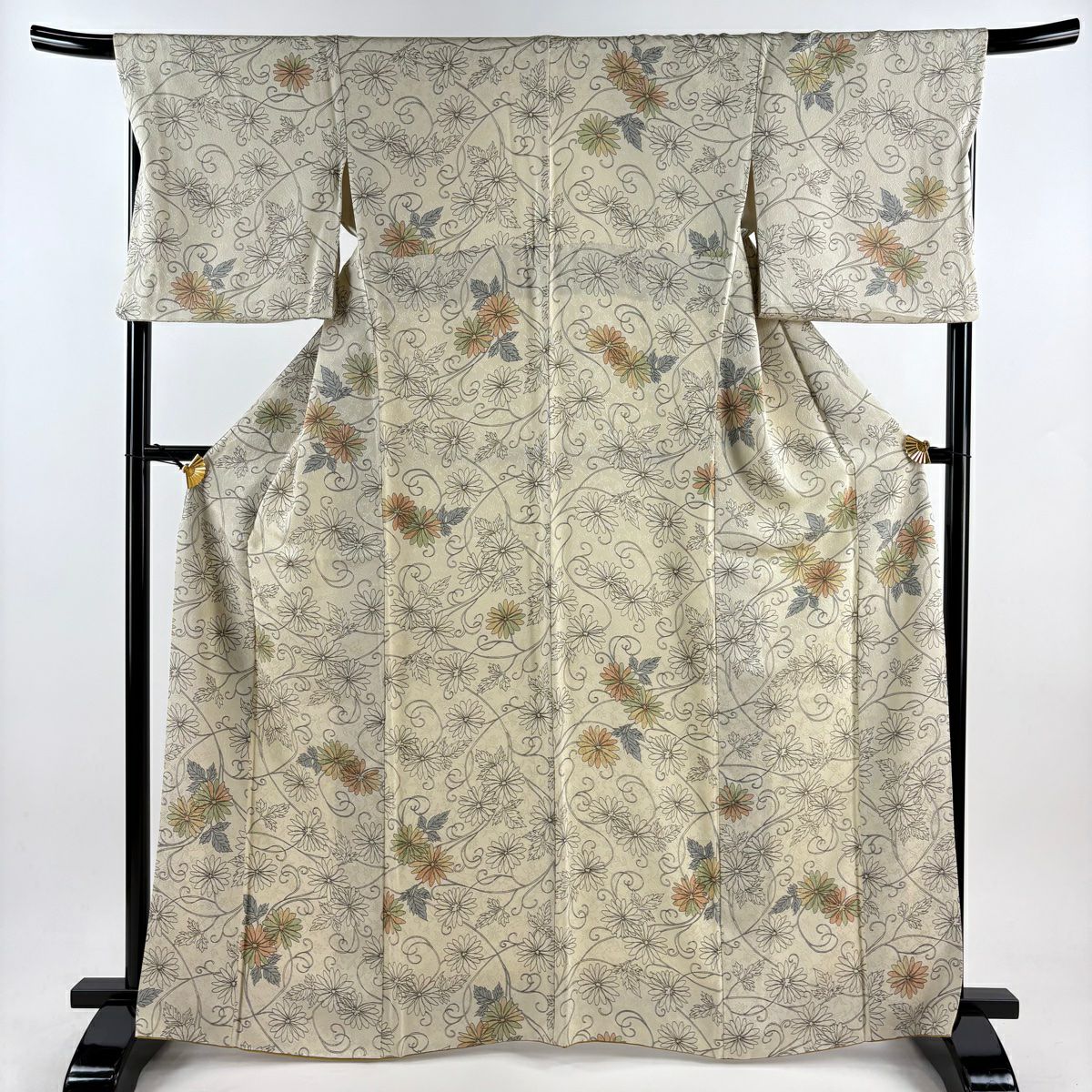 【アンティーク着物】袋帯 美品 金銀糸 六通柄　正絹 黒　菊 000000059710-01-m.jpg?t=