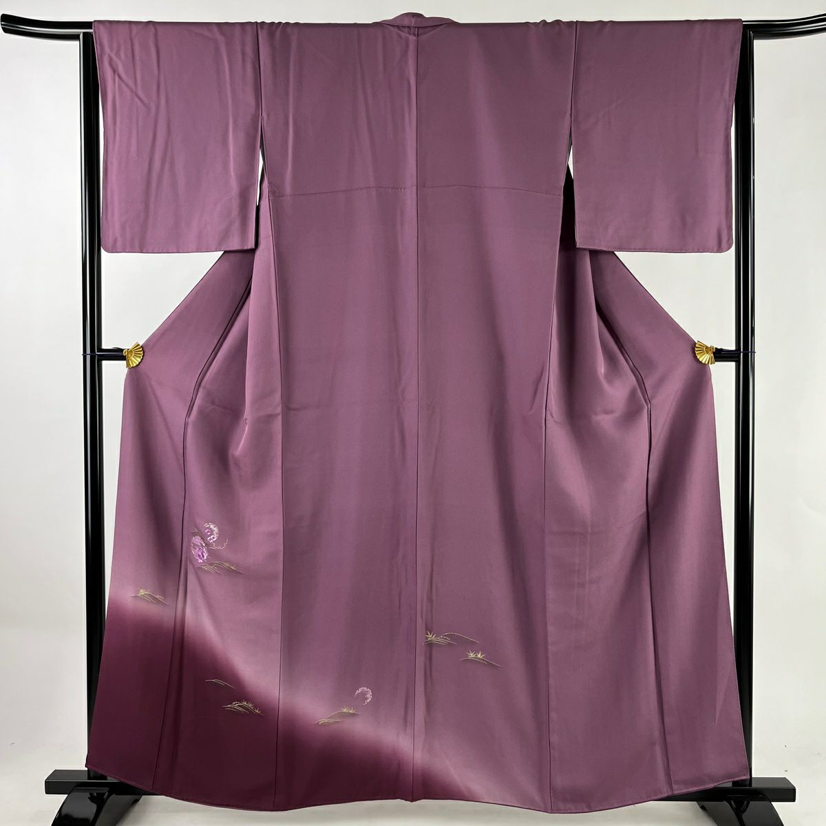 振袖 フルセット袷 草花 金糸 銀通し 紫 正絹